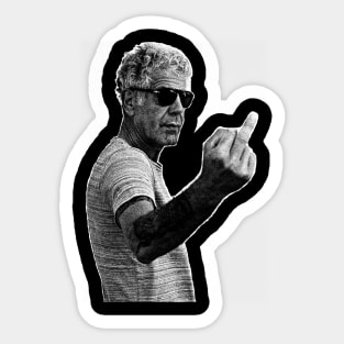 Anthony Bourdain middle finger Sticker